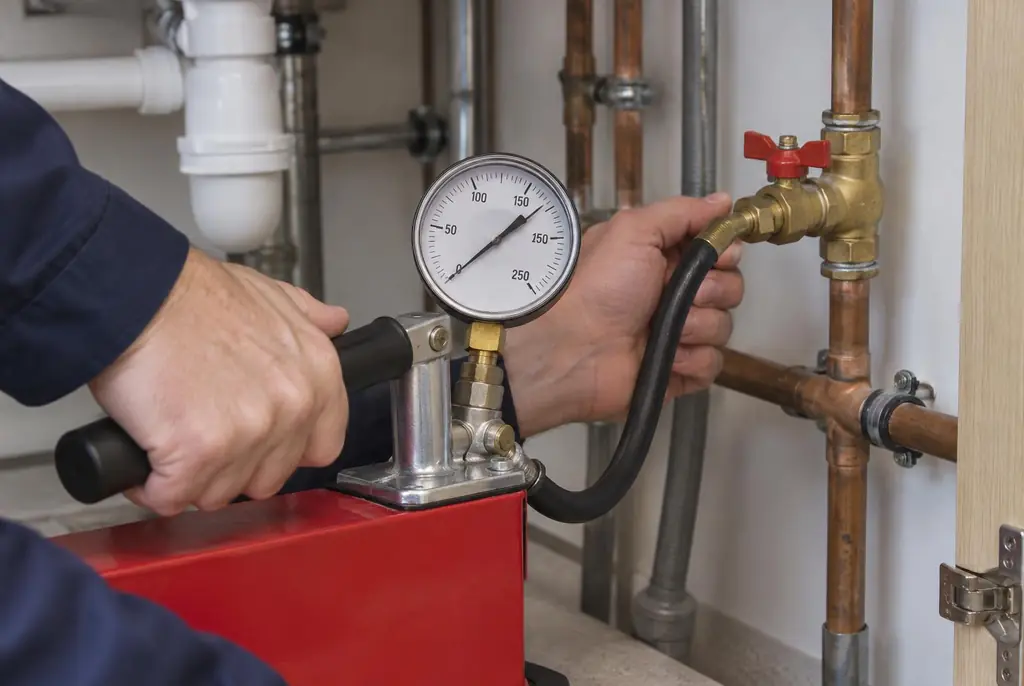Lekdetectie Maassluis – druktest op een waterleiding met een manometer