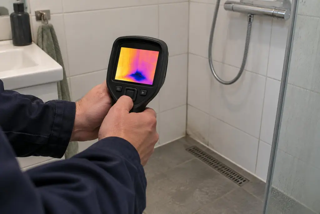 Lekdetectie Maassluis – lekdetectiespecialist met warmtebeeldcamera in een badkamer