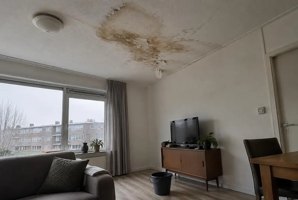 Lekdetectie Maassluis – vochtplek op het plafond onder een badkamer